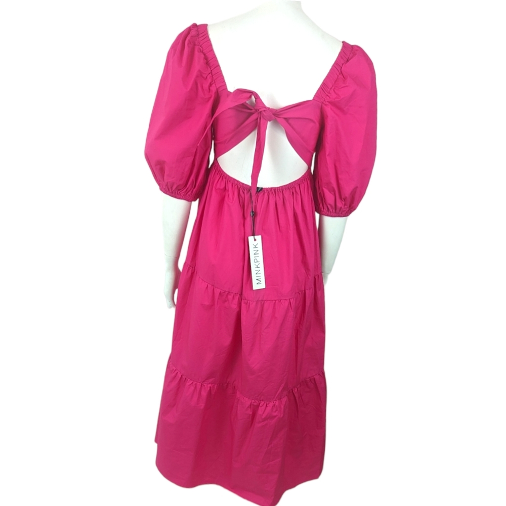 Minkpink Yasamin Tiered Midi Dress NEW Womens Small Barbiecore Revolve Pink - Picture 4 of 10